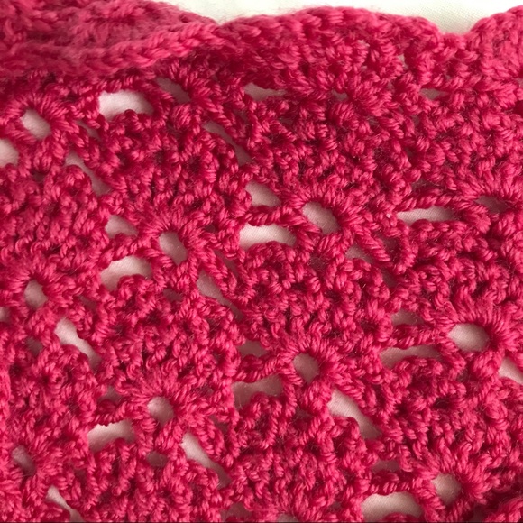 Handmade Raspberry Crocheted Sleeveless Dress - Picture 3 of 5